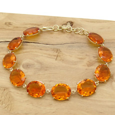 Pulseira com Citrinos, em Ouro Amarelo 18 Kilates